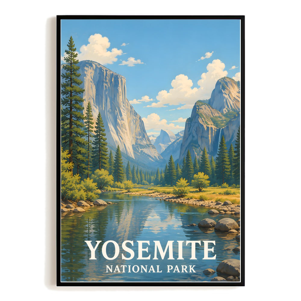 Yosemite National Park Travel Poster Vintage Landscape Wall Art For Nature Lovers Adventure Seekers Home Living Room Office Bedroom Kitchen Bathroom Decor Unframed | siriusteestore