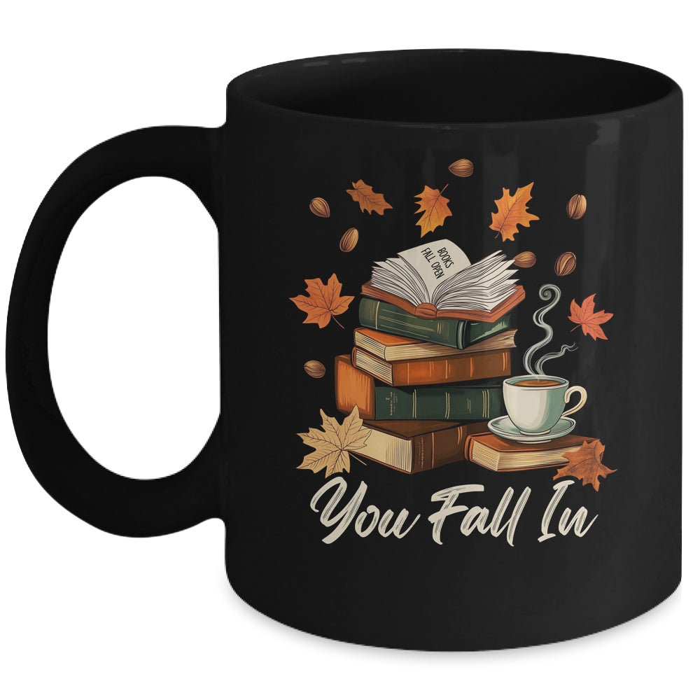 You Fall In Books Fall Open Coffee Book Reading Season Warm Mug | siriusteestore