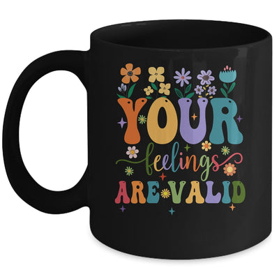 Your Feelings Are Valid Cute Retro Mental Health Awareness Mug | siriusteestore