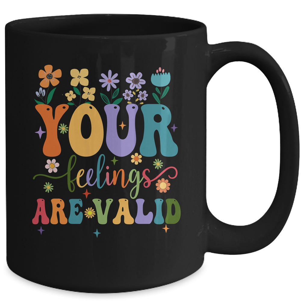 Your Feelings Are Valid Cute Retro Mental Health Awareness Mug | siriusteestore