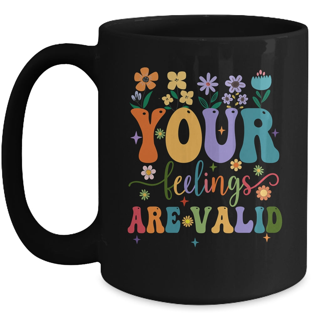 Your Feelings Are Valid Cute Retro Mental Health Awareness Mug | siriusteestore
