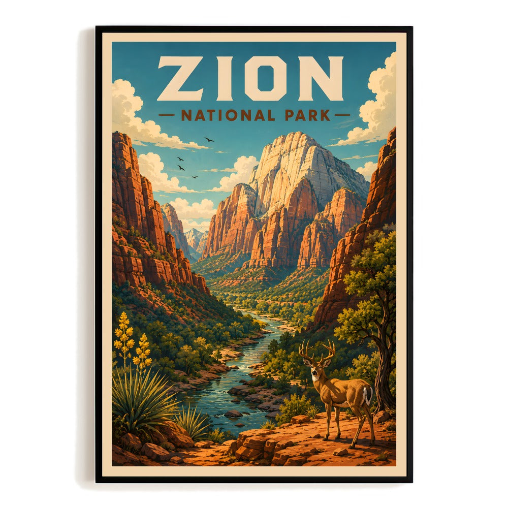 Zion National Park Travel Poster Vintage Landscape Wall Art Decor Souvenir Print Painting Picture For Home Living Room Office Bedroom Decor Unframed | siriusteestore