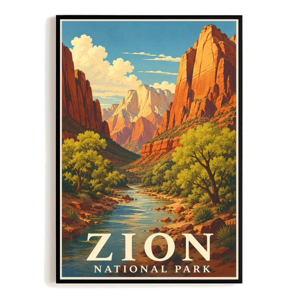 Zion National Park Travel Poster Vintage Utah Canyon Landscape Wall Art Souvenir Print Painting Picture For Home Living Room Office Bedroom Decor Unframed | siriusteestore
