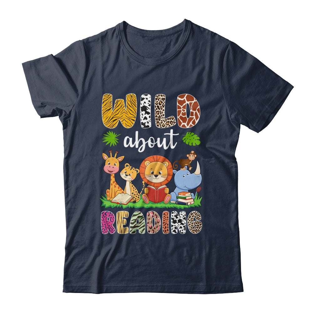 Zoo Animals Wild About Reading Books Reader Lover Librarian Shirt & Hoodie | siriusteestore