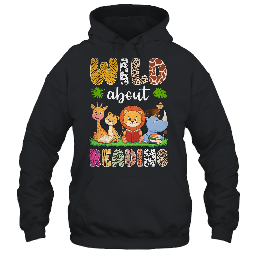Zoo Animals Wild About Reading Books Reader Lover Librarian Shirt & Hoodie | siriusteestore