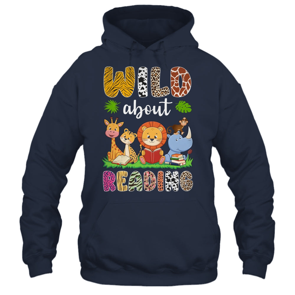 Zoo Animals Wild About Reading Books Reader Lover Librarian Shirt & Hoodie | siriusteestore