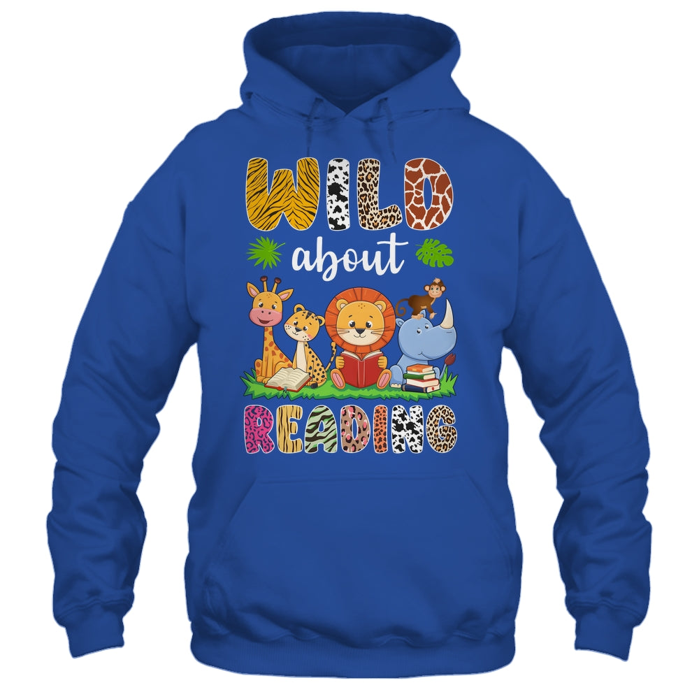 Zoo Animals Wild About Reading Books Reader Lover Librarian Shirt & Hoodie | siriusteestore