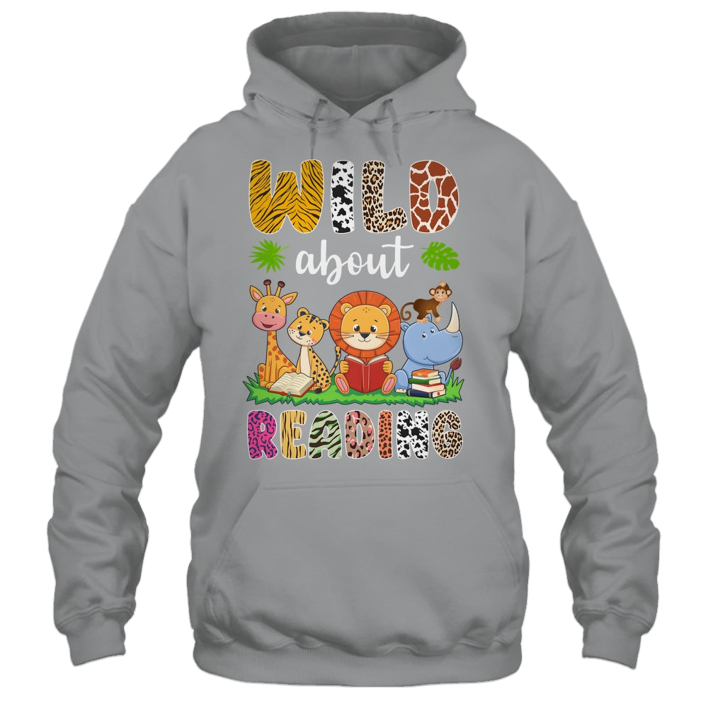 Zoo Animals Wild About Reading Books Reader Lover Librarian Shirt & Hoodie | siriusteestore