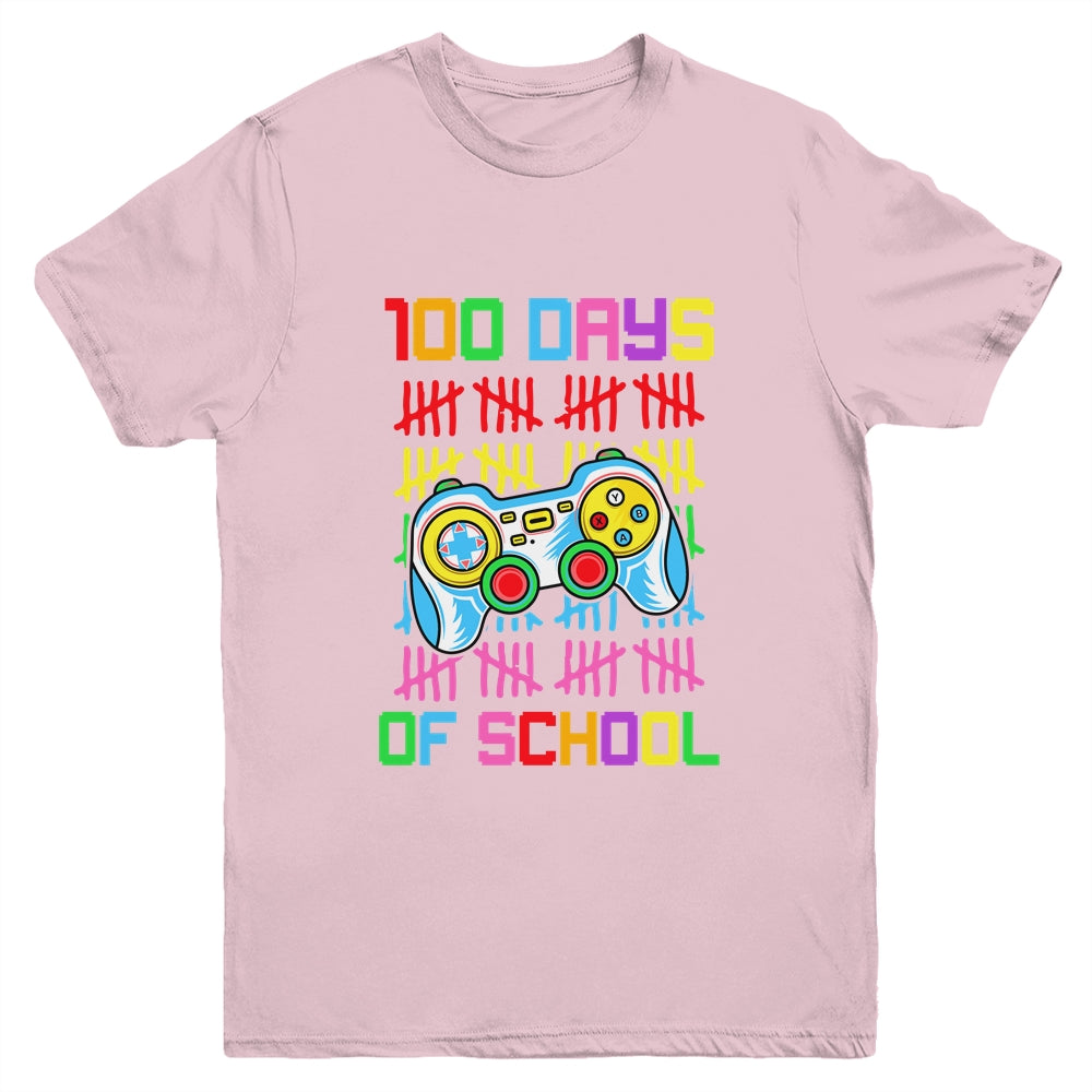 100 Days Of School For Boy Gamer 100Th Day Of School Youth Shirt | siriusteestore