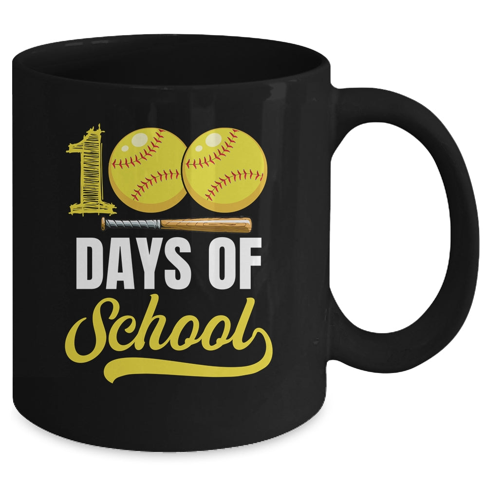 100 Days Of School Softball Player Boy Girl Mug | siriusteestore