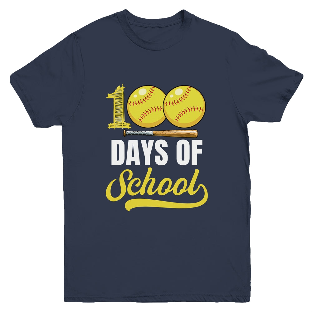 100 Days Of School Softball Player Boy Girl Youth Shirt | siriusteestore