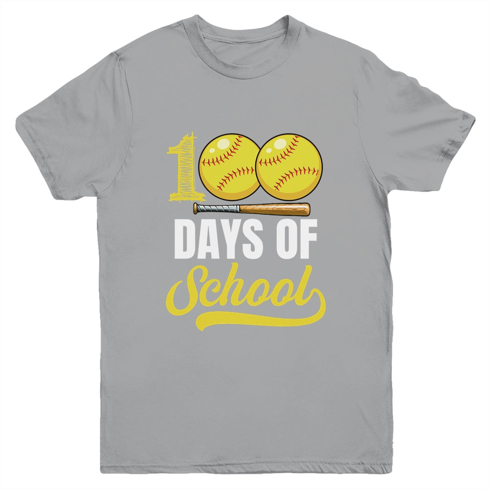 100 Days Of School Softball Player Boy Girl Youth Shirt | siriusteestore