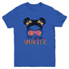 100 Days Smarter Girls Messy Bun Hair 100th Day Of School Youth Shirt | siriusteestore