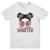 100 Days Smarter Girls Messy Bun Hair 100th Day Of School Youth Shirt | siriusteestore
