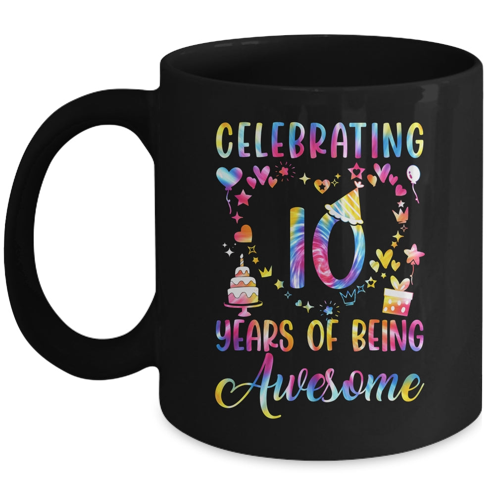 10 Years Of Being Awesome 10 Years Old 10th Birthday Tie Dye Mug | siriusteestore