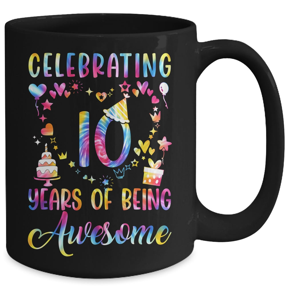 10 Years Of Being Awesome 10 Years Old 10th Birthday Tie Dye Mug | siriusteestore
