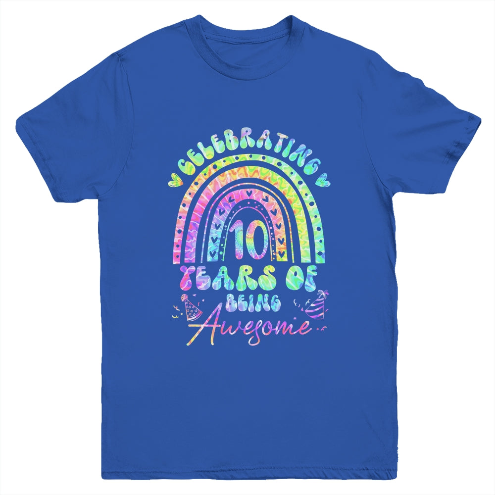 10 Years Of Being Awesome 10th Birthday Girl Tie Dye Youth Shirt | siriusteestore