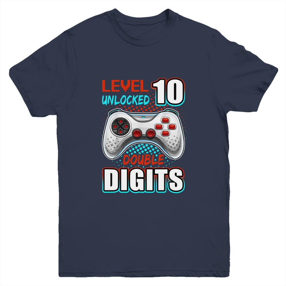 10th Birthday For Boys Double Digits 10 Year Old Gamer Youth Shirt | siriusteestore