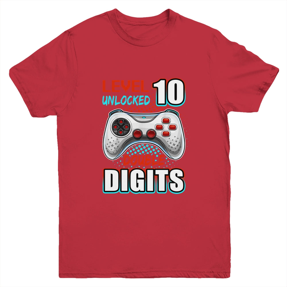 10th Birthday For Boys Double Digits 10 Year Old Gamer Youth Shirt | siriusteestore