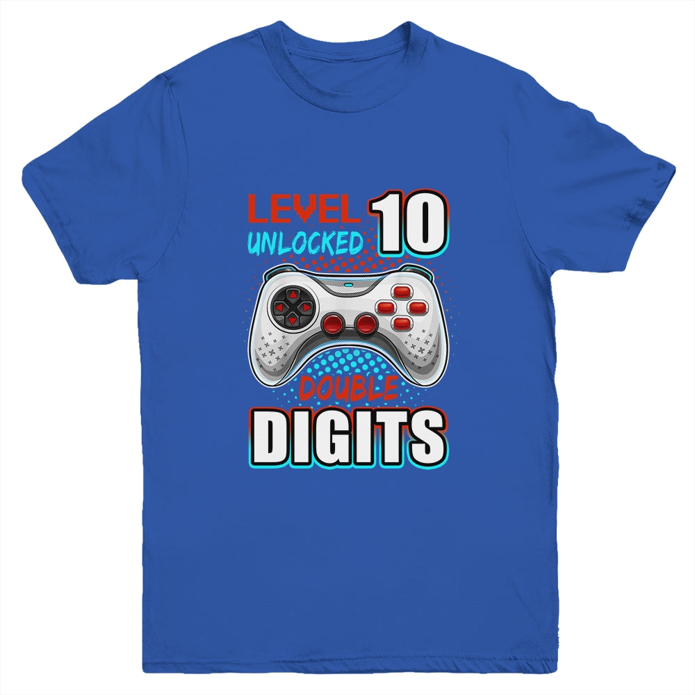 10th Birthday For Boys Double Digits 10 Year Old Gamer Youth Shirt | siriusteestore