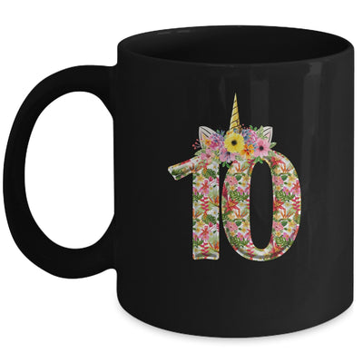 10th Birthday Girl 10 Years Old Awesome Unicorn Flower Mug | siriusteestore