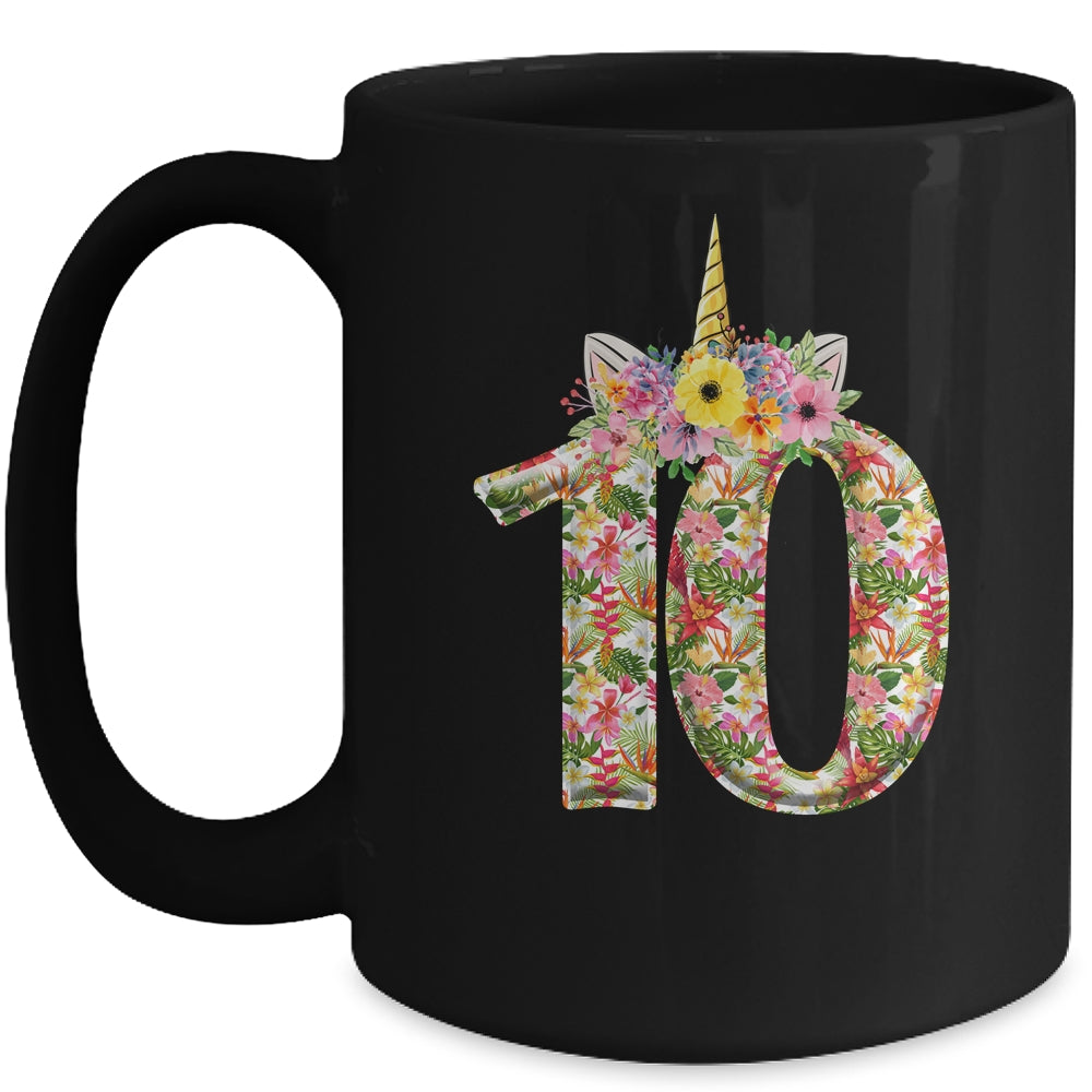 10th Birthday Girl 10 Years Old Awesome Unicorn Flower Mug | siriusteestore