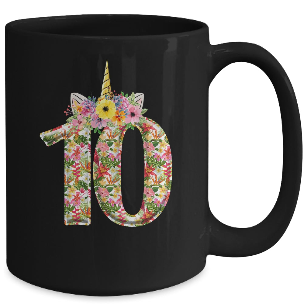 10th Birthday Girl 10 Years Old Awesome Unicorn Flower Mug | siriusteestore