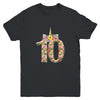 10th Birthday Girl 10 Years Old Awesome Unicorn Flower Youth Shirt | siriusteestore