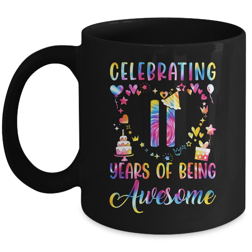 11 Years Of Being Awesome 11 Years Old 11th Birthday Tie Dye Mug | siriusteestore
