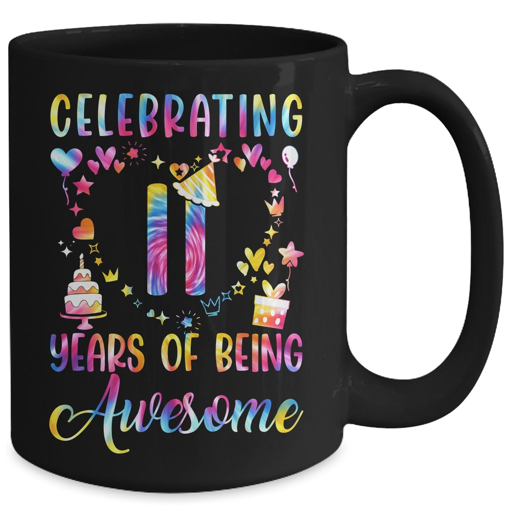 11 Years Of Being Awesome 11 Years Old 11th Birthday Tie Dye Mug | siriusteestore