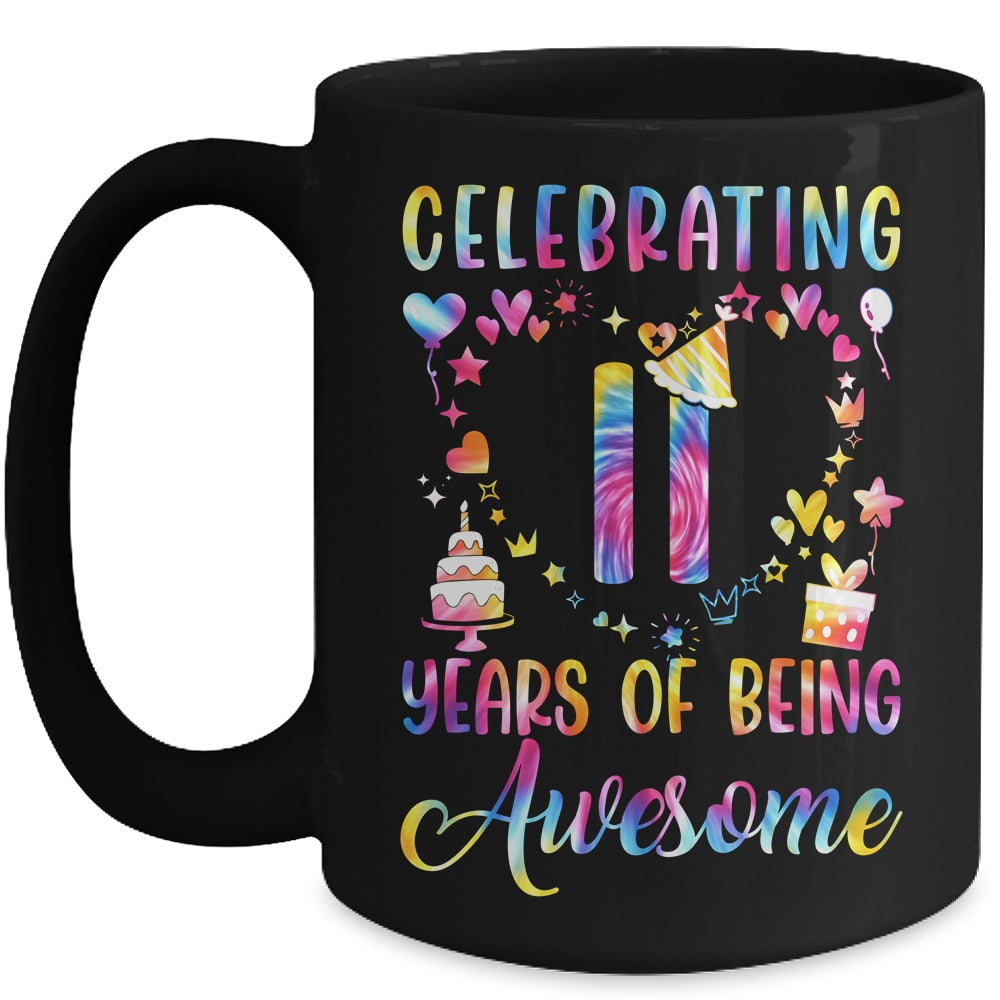 11 Years Of Being Awesome 11 Years Old 11th Birthday Tie Dye Mug | siriusteestore