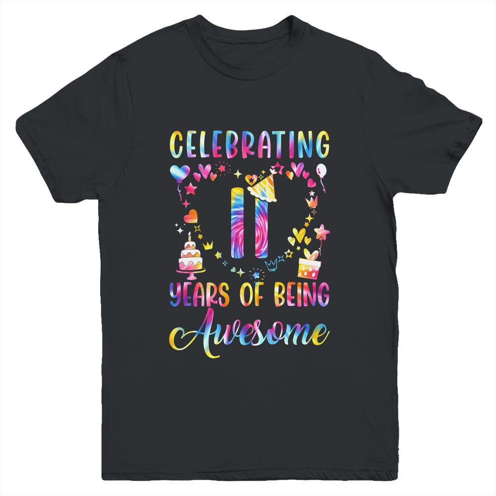 11 Years Of Being Awesome 11 Years Old 11th Birthday Tie Dye Youth Shirt | siriusteestore