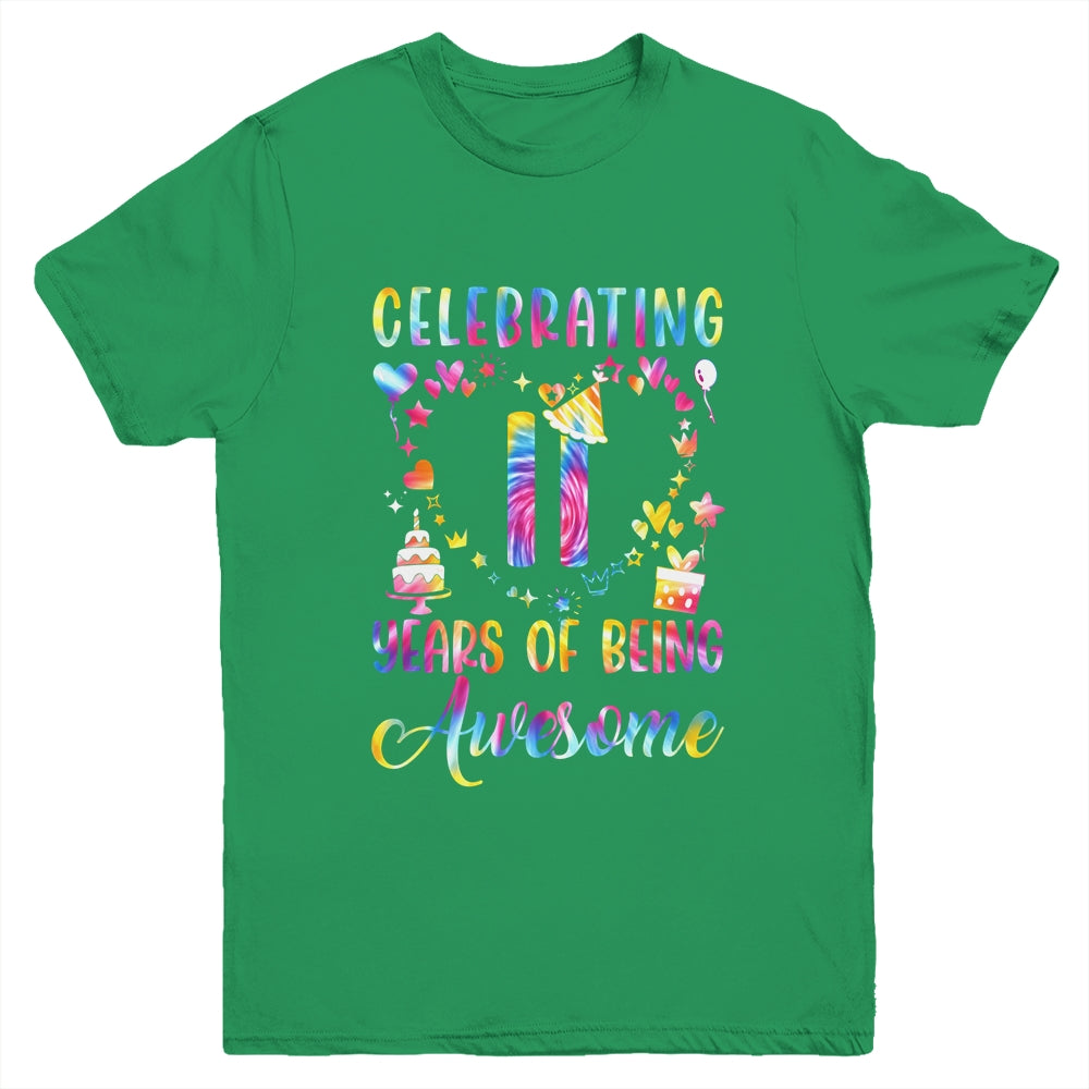 11 Years Of Being Awesome 11 Years Old 11th Birthday Tie Dye Youth Shirt | siriusteestore