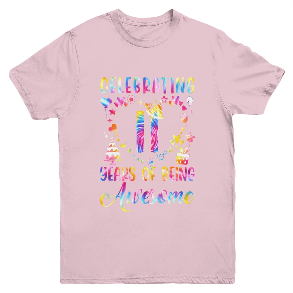 11 Years Of Being Awesome 11 Years Old 11th Birthday Tie Dye Youth Shirt | siriusteestore