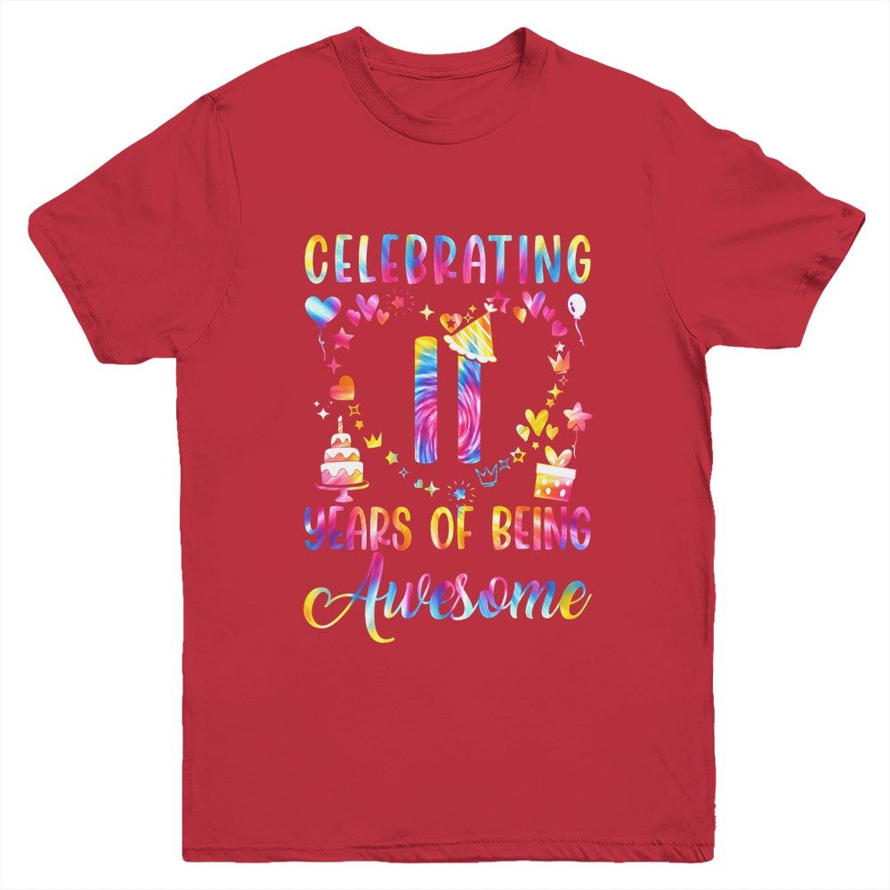 11 Years Of Being Awesome 11 Years Old 11th Birthday Tie Dye Youth Shirt | siriusteestore