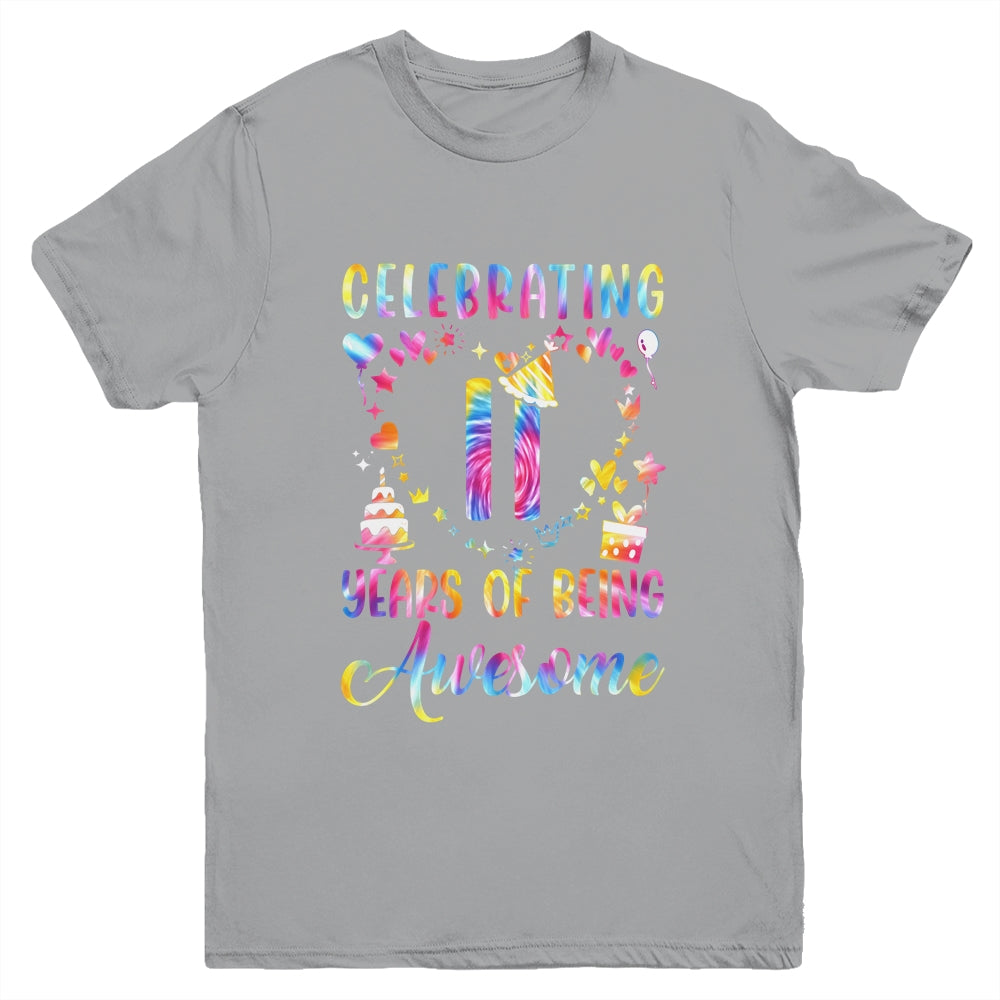 11 Years Of Being Awesome 11 Years Old 11th Birthday Tie Dye Youth Shirt | siriusteestore