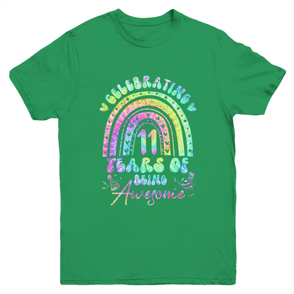 11 Years Of Being Awesome 11th Birthday Girl Tie Dye Youth Shirt | siriusteestore