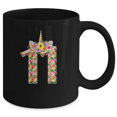 11th Birthday Girl 11 Years Old Awesome Unicorn Flower Mug | siriusteestore