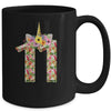 11th Birthday Girl 11 Years Old Awesome Unicorn Flower Mug | siriusteestore