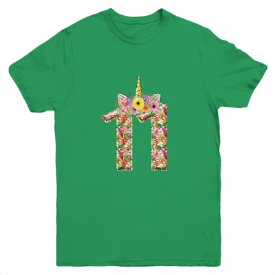 11th Birthday Girl 11 Years Old Awesome Unicorn Flower Youth Shirt | siriusteestore