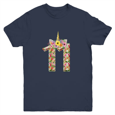 11th Birthday Girl 11 Years Old Awesome Unicorn Flower Youth Shirt | siriusteestore