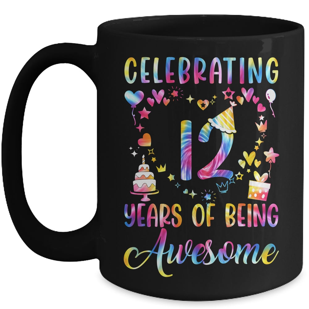 12 Years Of Being Awesome 12 Years Old 12th Birthday Tie Dye Mug | siriusteestore