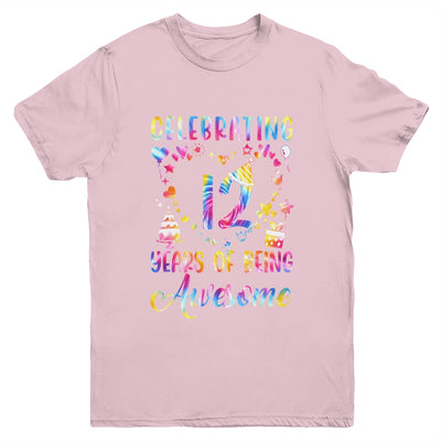 12 Years Of Being Awesome 12 Years Old 12th Birthday Tie Dye Youth Shirt | siriusteestore