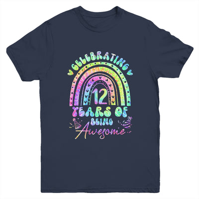 12 Years Of Being Awesome 12th Birthday Girl Tie Dye Youth Shirt | siriusteestore