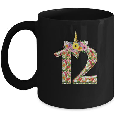 12th Birthday Girl 12 Years Old Awesome Unicorn Flower Mug | siriusteestore