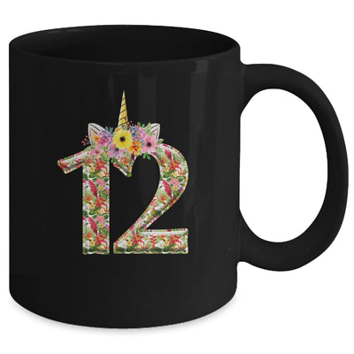 12th Birthday Girl 12 Years Old Awesome Unicorn Flower Mug | siriusteestore