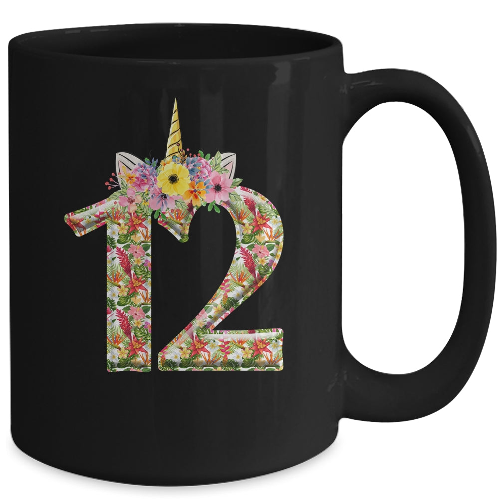 12th Birthday Girl 12 Years Old Awesome Unicorn Flower Mug | siriusteestore