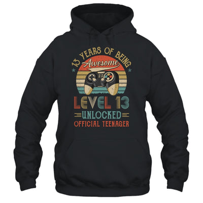 13th Birthday Boy Official Teenager Level 13 Unlocked Game Shirt & Hoodie | siriusteestore