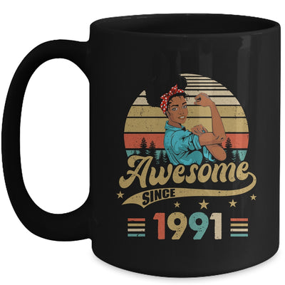 32 Year Old Awesome Since 1991 32nd Birthday Black Women Mug | siriusteestore