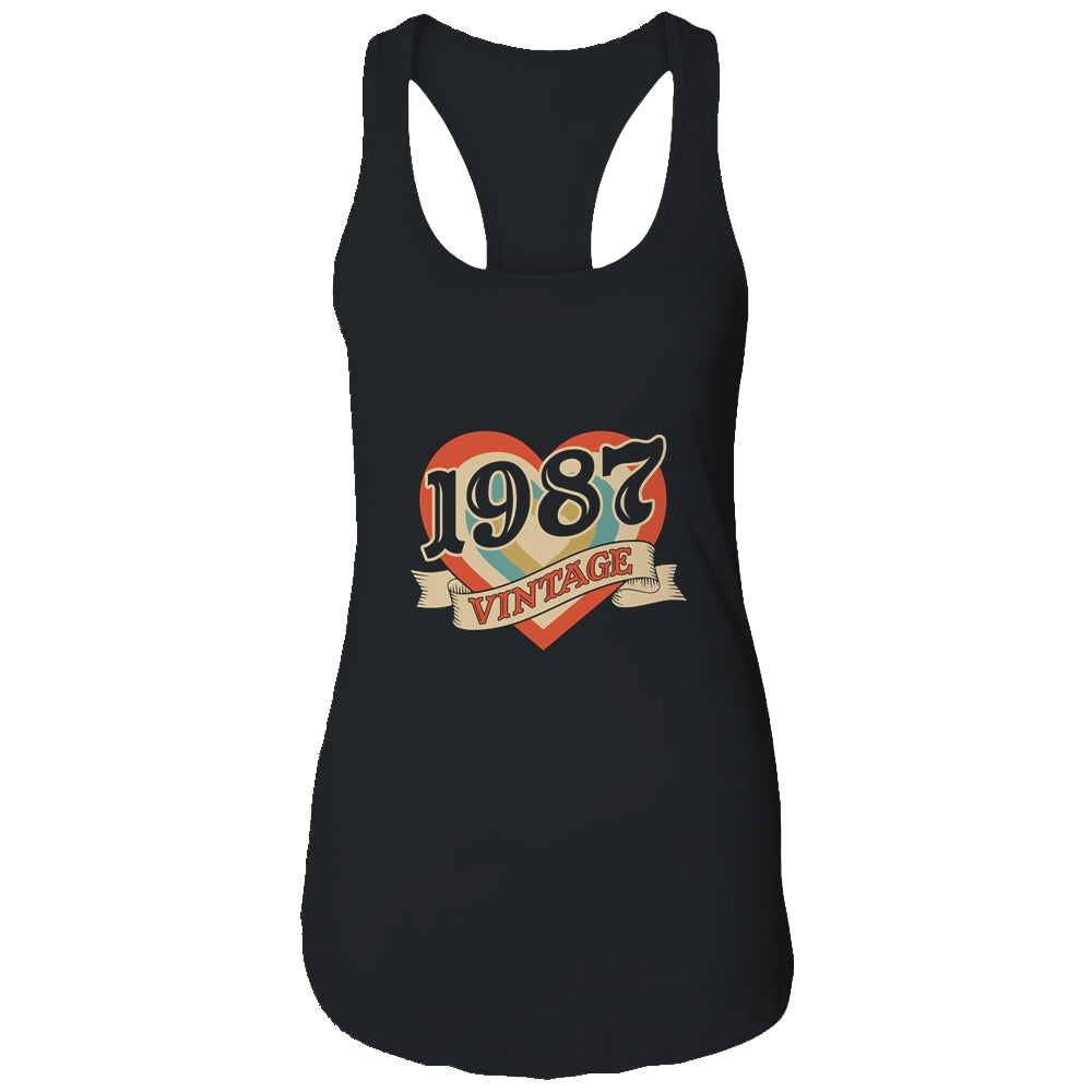 34th Birthday Gifts Classic Retro Heart Vintage 1987 Shirt & Tank Top | siriusteestore